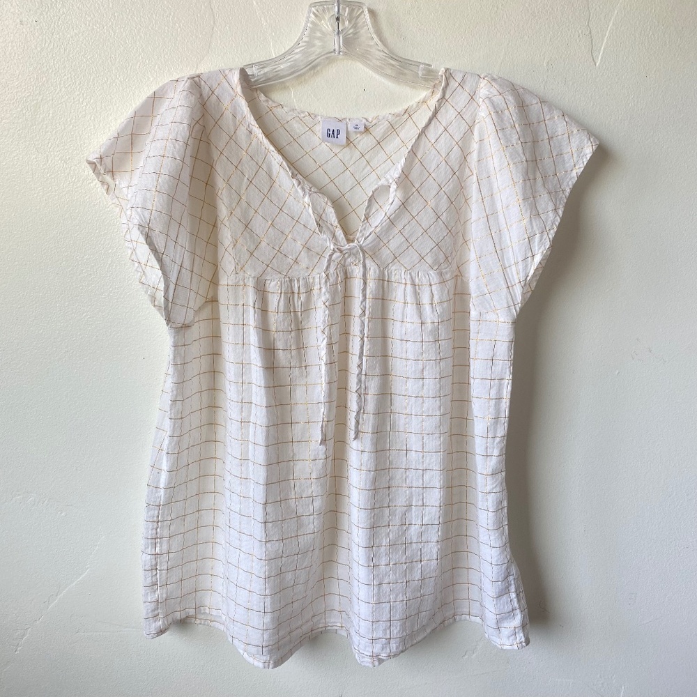 GAP White and Gold Blouse